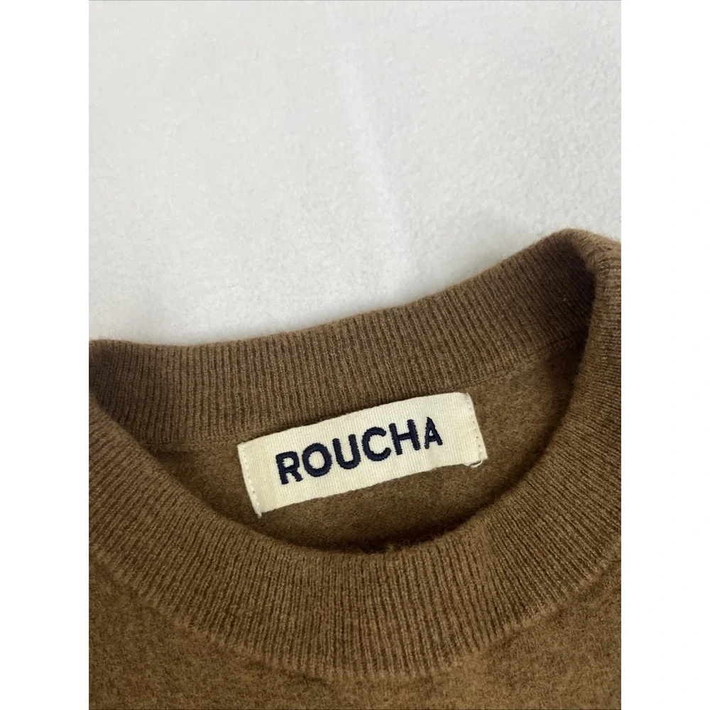 Roucha Tacer Brushed Merino Wool Long Sleeve Sweater Camel Brown Size B Medium